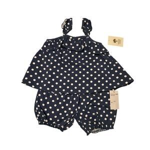 Tucker + Tate Navy & White Polkadot Set of Girls Tank Top & Shorts Soft Cotton
